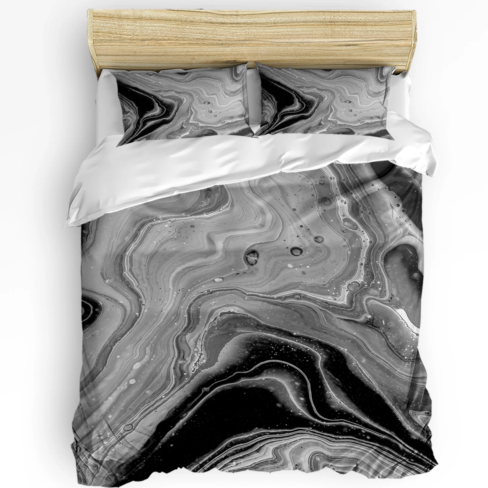 

Fluid Art Black White Duvet Cover with Pillow Case Custom 3pcs Bedding Set Quilt Cover Double Bed Home Textile