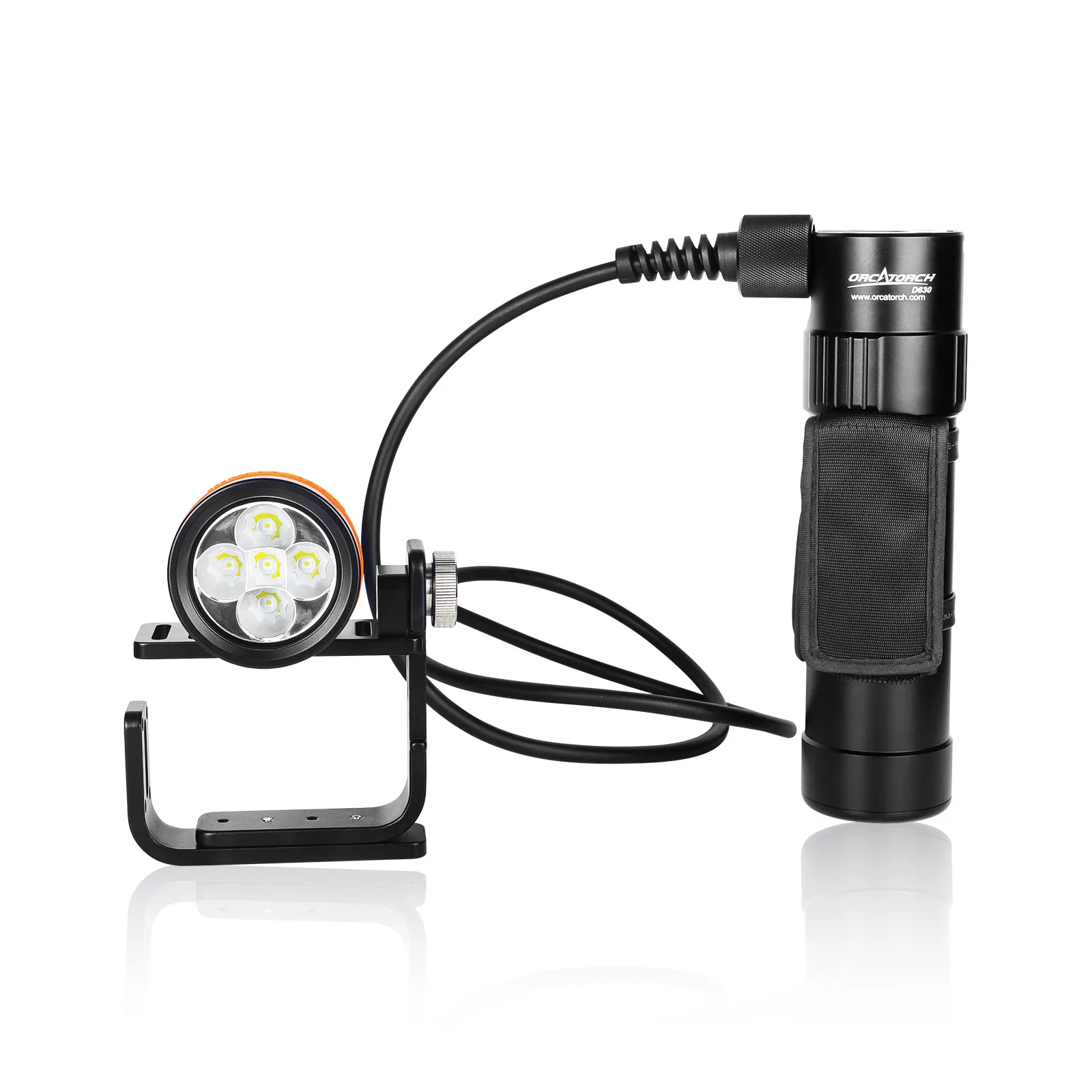 OrcaTorch D630 V2.0: 4000 Lumen Canister Dive Light with Goodman Handle for Cave, Wreck and Technical Diving