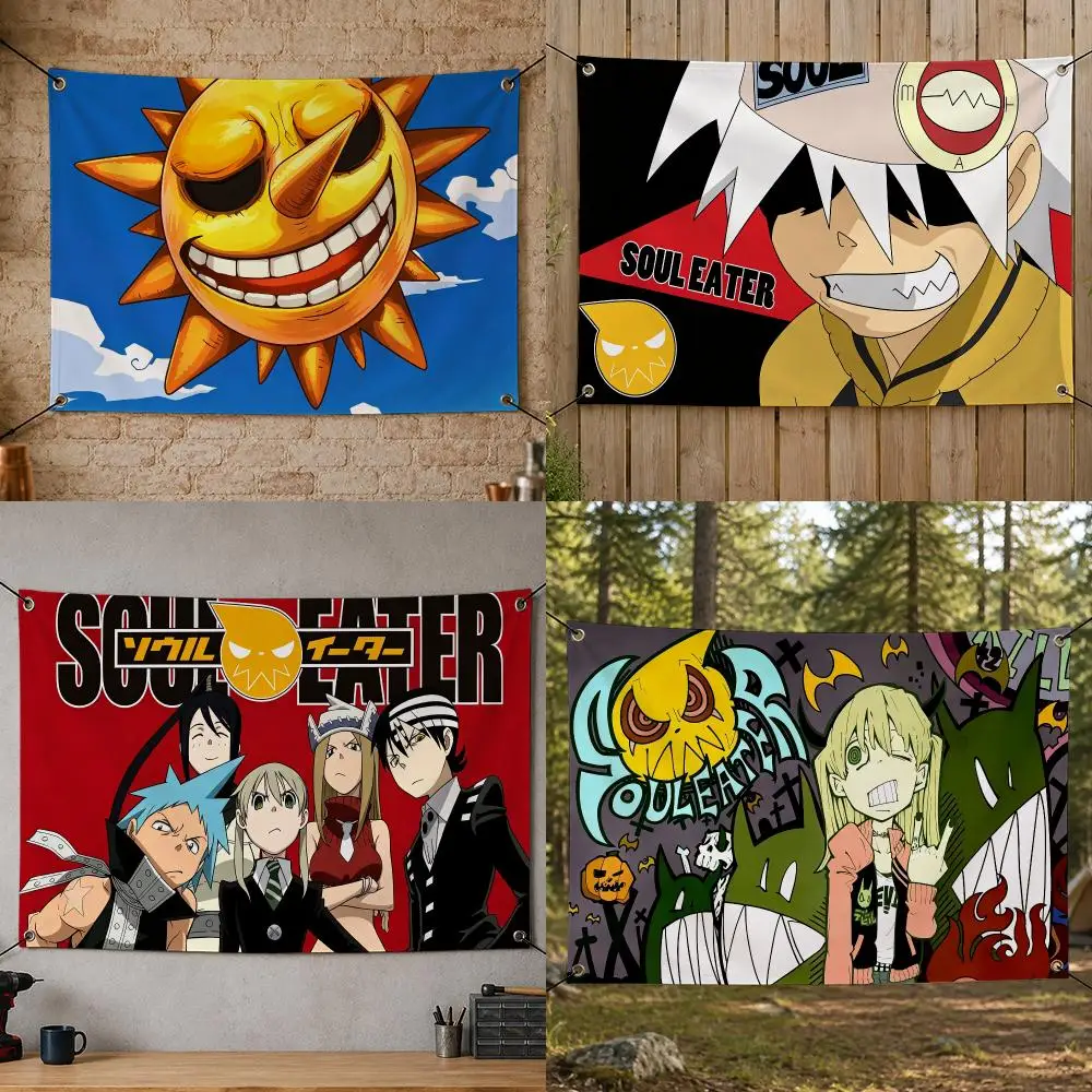 Anime Fantasy S-Soul Eater Flags Flag Banner for Bedroom Dorm Party Home Living Room Game Room Gift