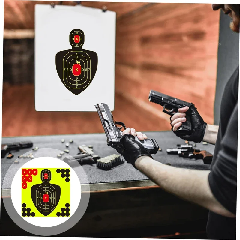 10 قطعة نصف طول الإنسان اطلاق النار الهدف ورقة الفلورسنت ملصق تهدف بندقية بندقية مسدس اطلاق النار الهدف ملصق 8 بوصة #6