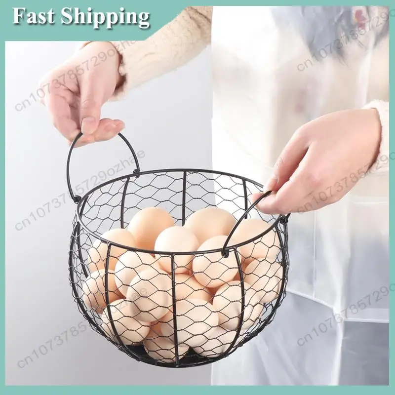 

-A01R Держатель для яиц на столешнице Металлическая корзина для сбора куриных яиц с ручкой Стеллаж для хранения в фермерском доме