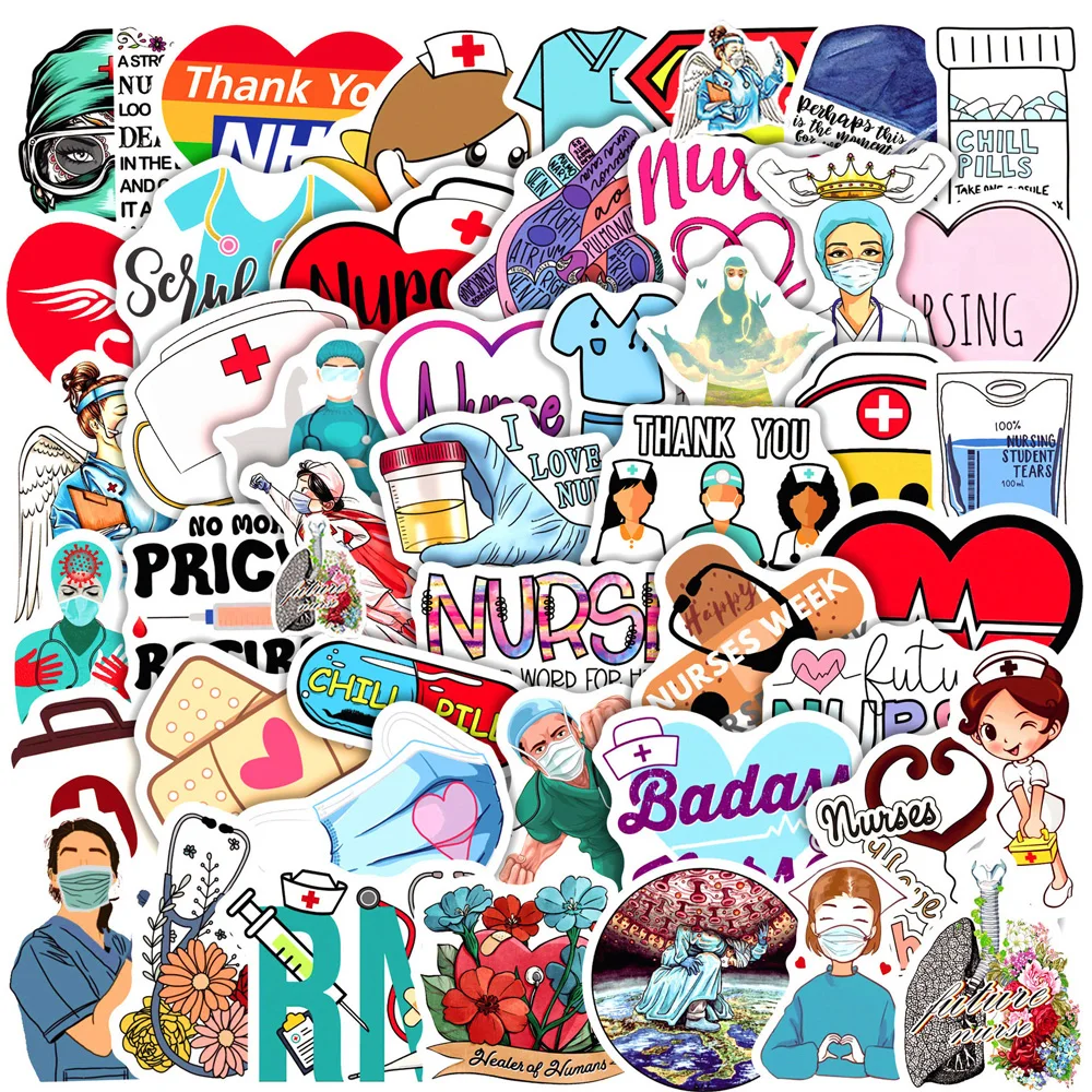 10/30/50pcs Nurse Doctor Stickers International Nurses' Day Decals Graffiti Phone Car Laptop Luggage Waterproof Sticker Packs