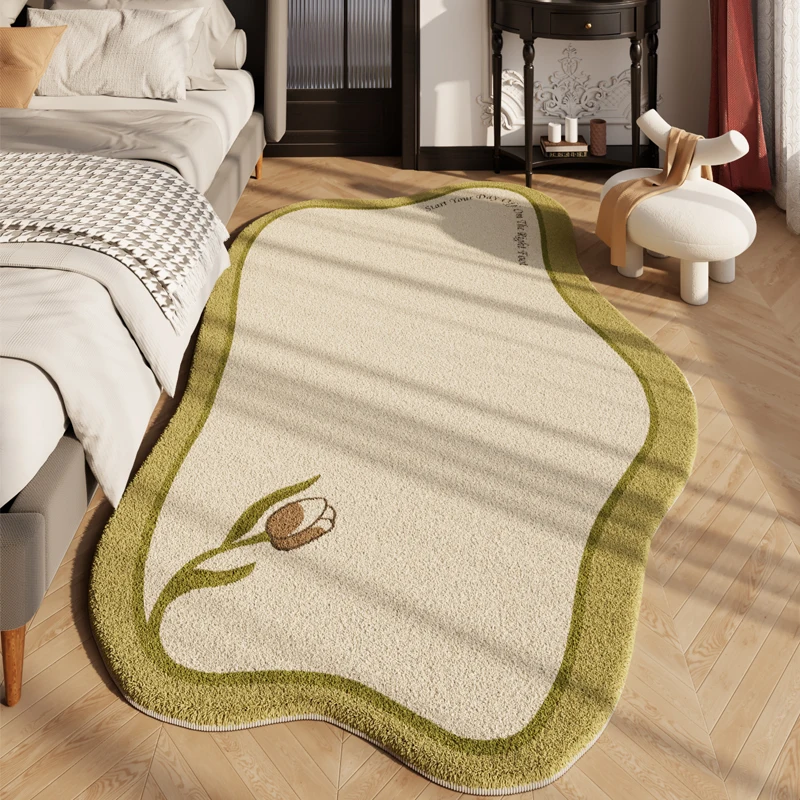 Modern Living Room Irregular Cream Style Decorative Carpet Bedroom Green Soft Bedside Rug White Lovely Fluffy Sofa Tea Table Mat