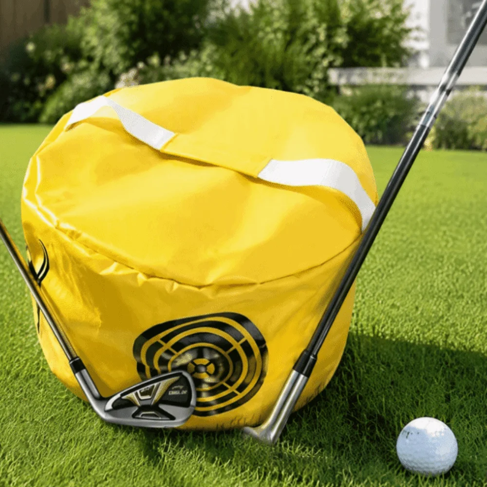 PVC Material Golf Impact Smash Bag Yellow Color Hand Carry Strap Golf Swing Training Bag Target Printed Surface