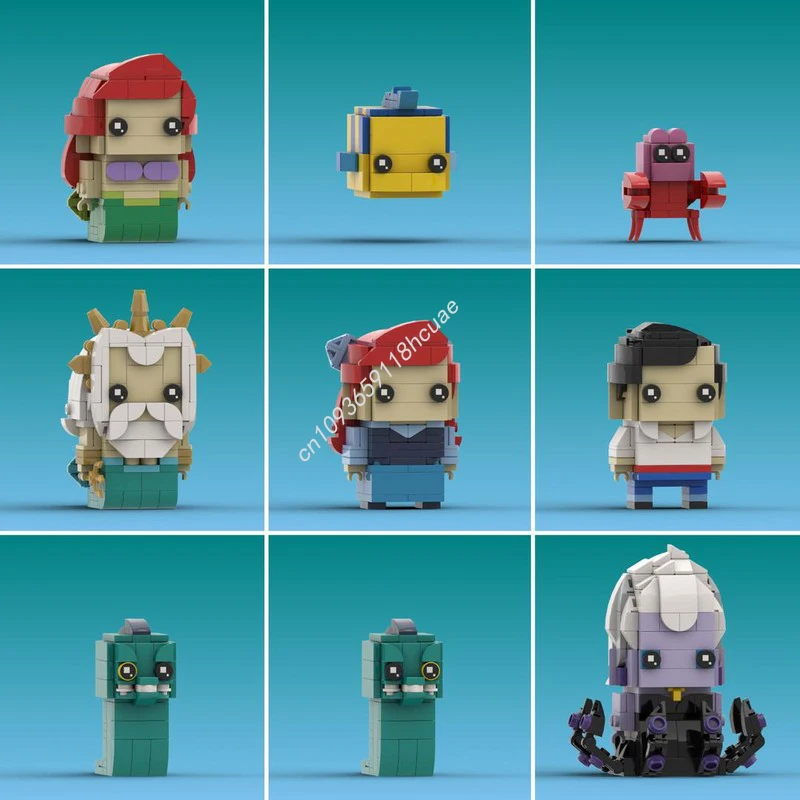 1150 Uds. MOC la Sirenita Brickheadz modelo bloques de construcción niños educación ladrillo montar juguetes arquitectura regalos de navidad