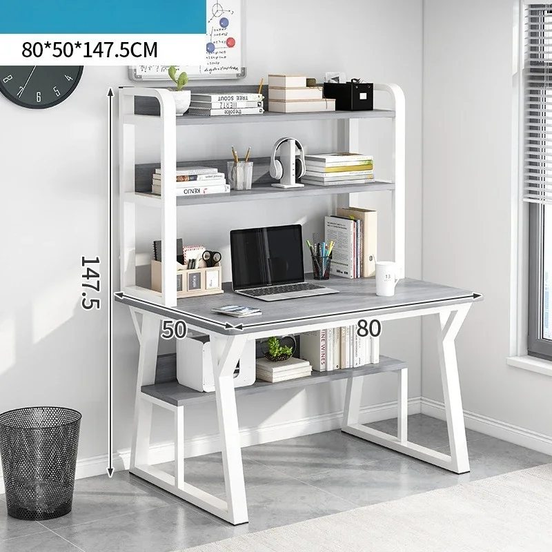 مكتب كمبيوتر، مكتب صغير، طاولة دراسة منزلية، غرفة نوم، مكتب كتابة للطلاب، رف كتب مرفق قابل للطي، مدمج لتوفير المساحة #4