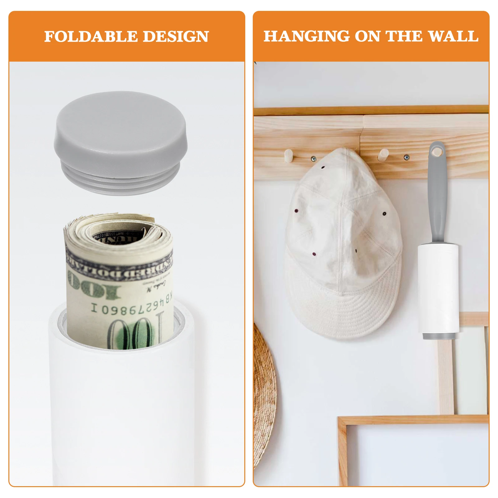 1pc Lint Roller Storage Container Secret Compartment Hidden Safe White Travel Size for Money Keys Valuables Portable