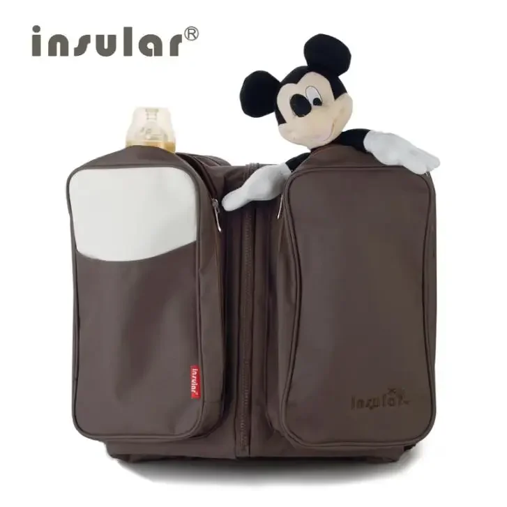 Bolsa de pañales 2 en 1, bolso plegable para cama de bebé, para viajar, cambiador