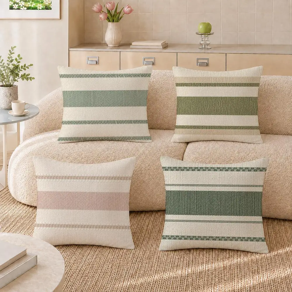 Natural Stripe Texture Art Cushion Cover Pillowcase Sofa Living Room Home Gift Office Decor Protective Covers