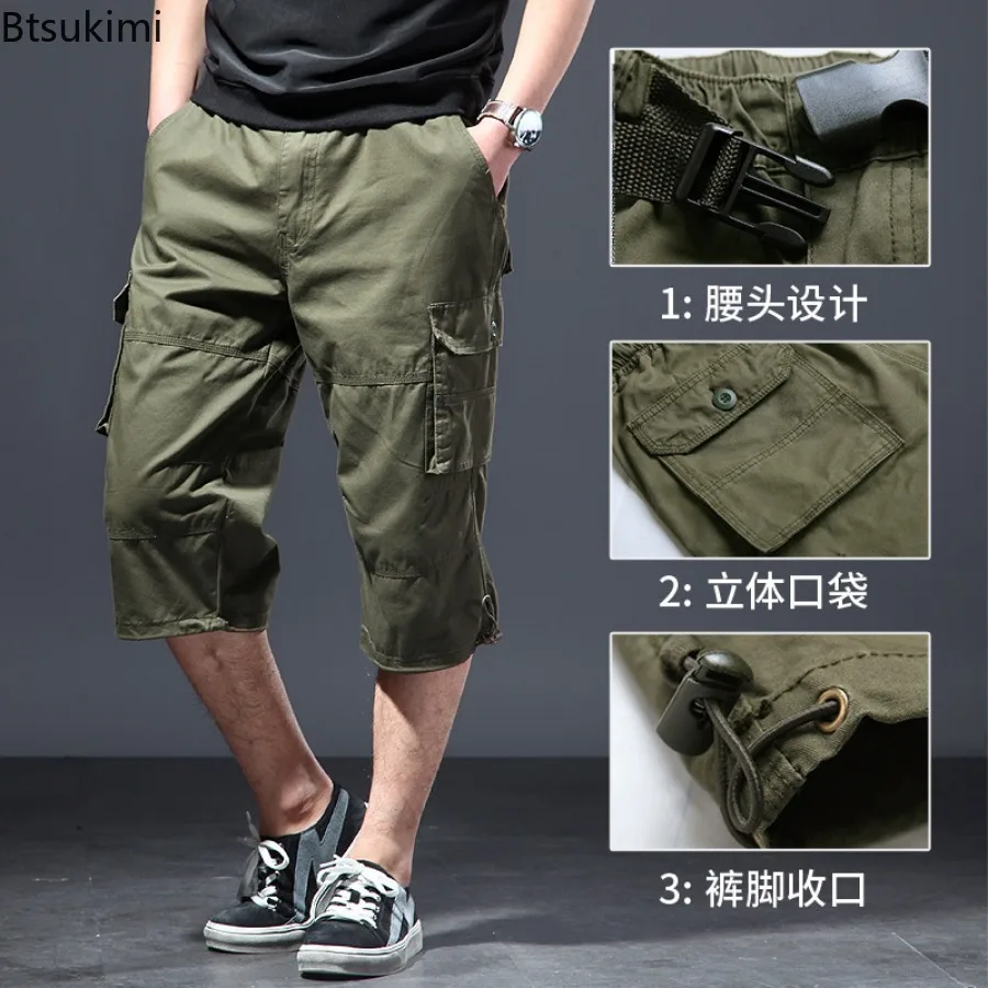 New Men's Summer Camouflage Cargo Shorts Multi-pockets Outdoor Hiking Sport Casual Trouser 100% Cotton Beach Short Pants for Men