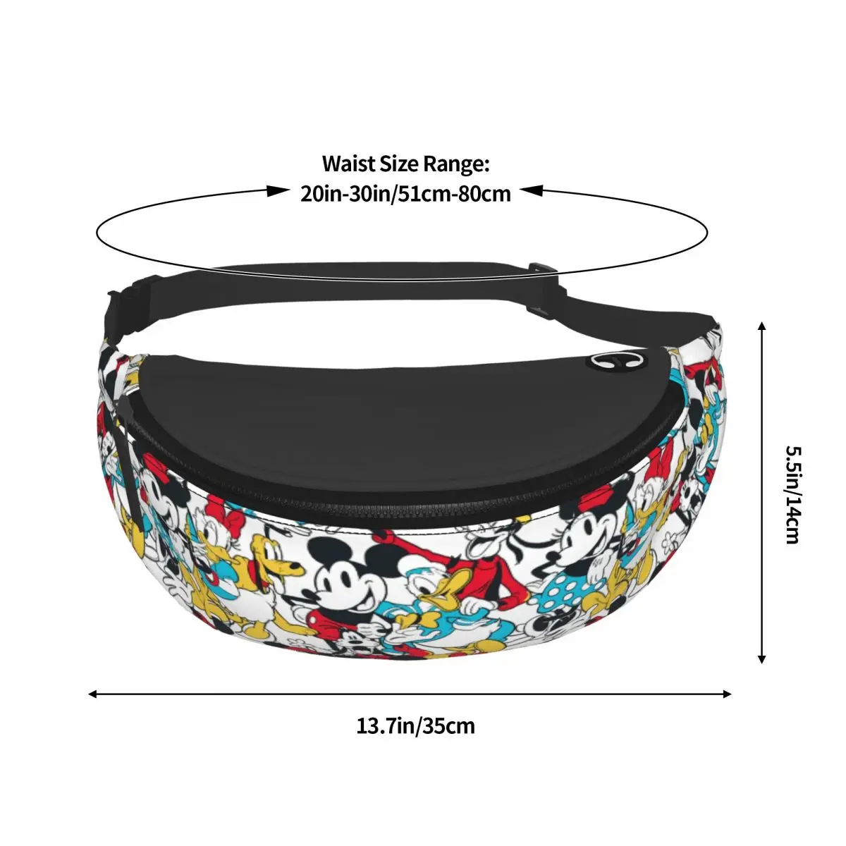 Custom Mickey Mouse Donald Duck Cartoon Fanny Pack Vrouwen Mannen Crossbody Heuptas Voor Reizen Fietsen Telefoon Geld Zakje