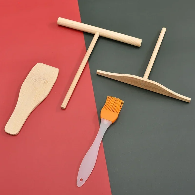 T-Shaped Pancake Utensils Wooden Pancake Shelf Spreader Stick Non-Stick  Spreading Pie Pancake Tools Restaurant Home Kitchen