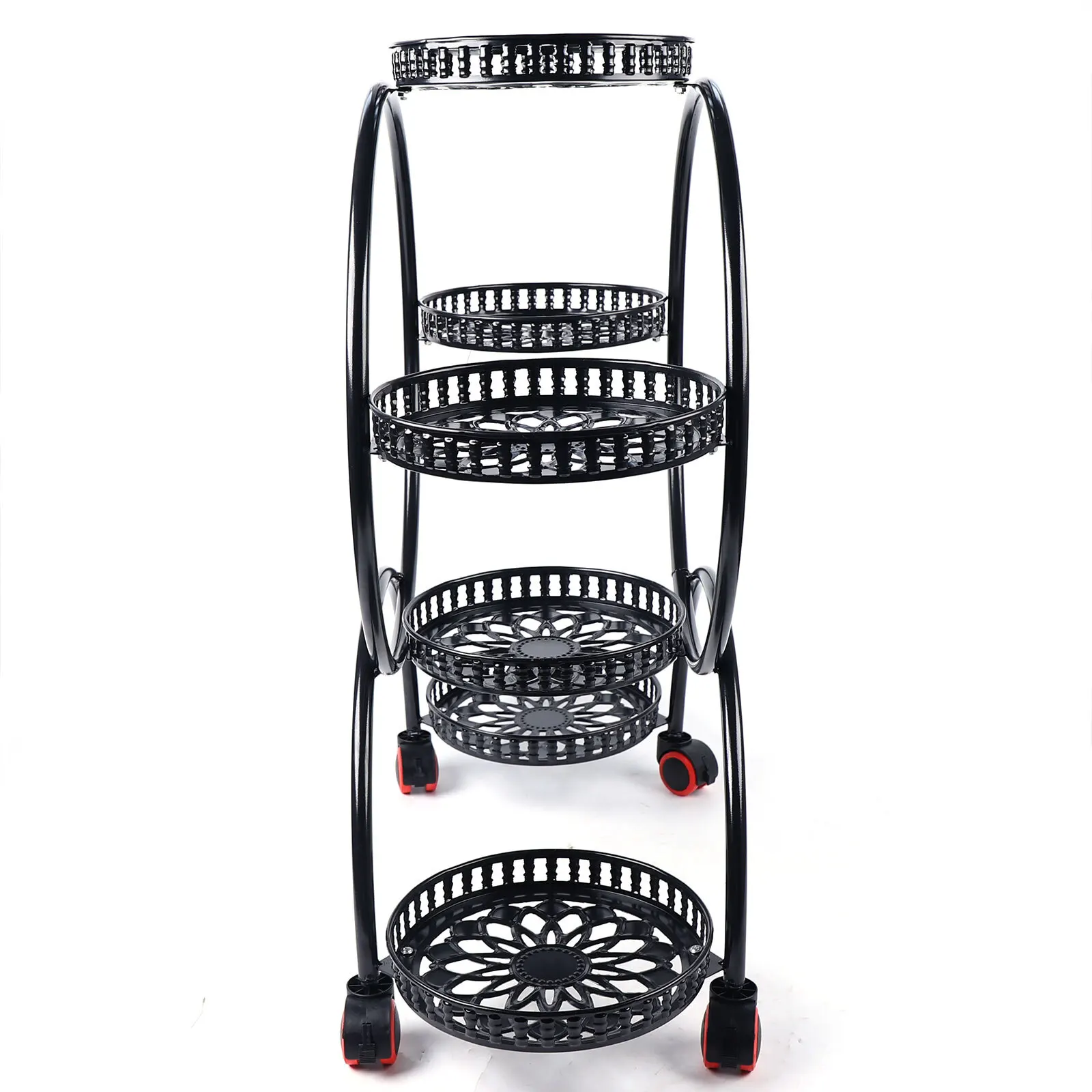 Bymaocar Soporte para plantas de 4 niveles Soporte para macetas de metal para interiores y exteriores para plantas múltiples Estante de exhibición para maceteros en macetas multicapa