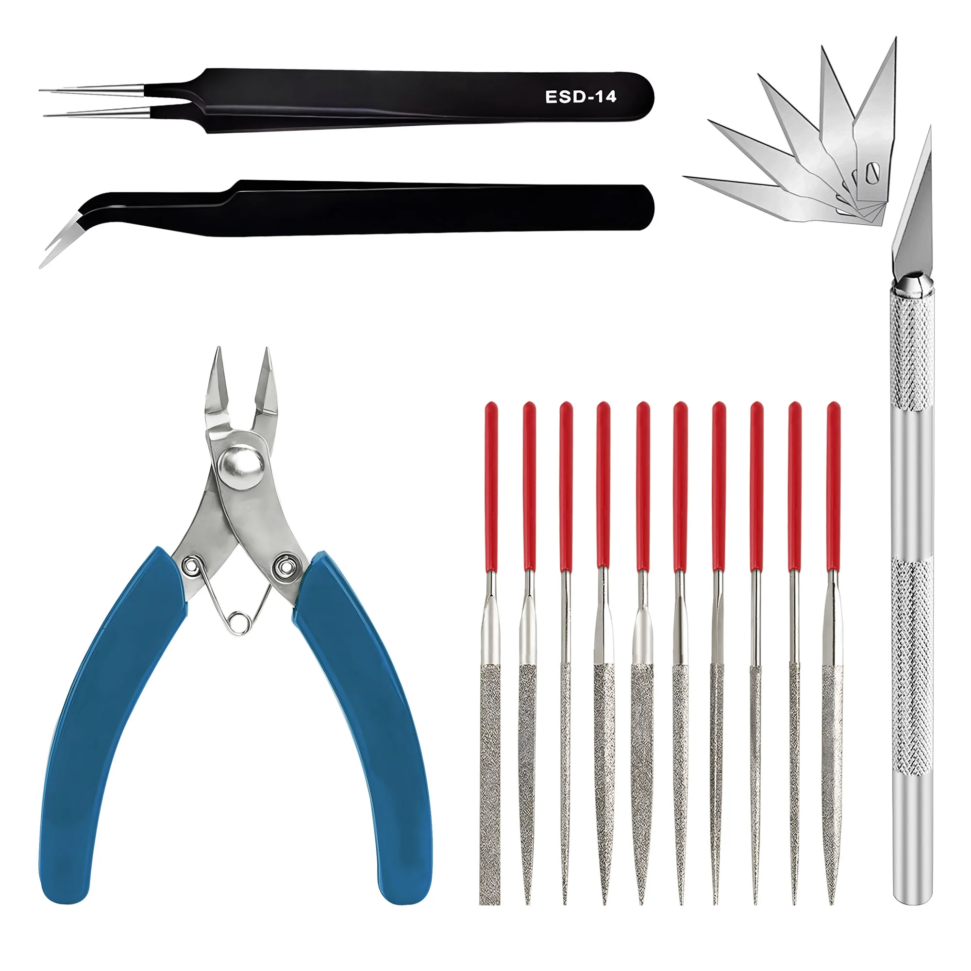 

14-Piece Model Tool Set, specifically designed for model making, for assembling and repairing Gundam base models.