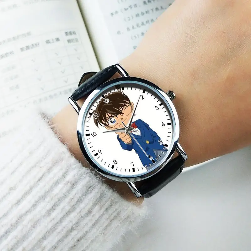 

Детектив Конан, периферийные часы, мультяшные аниме, часы Kaito Kidd с узором, детский подарок-сюрприз, кожаный ремешок