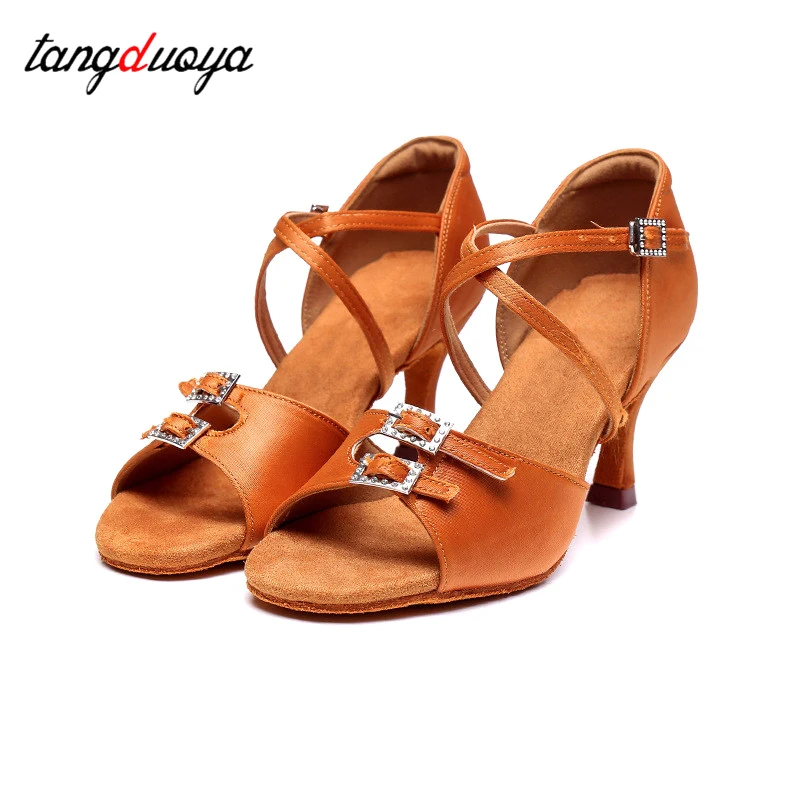 Zapatos de baile latino de salón para mujer, zapatos de Pole Dance modernos de suela suave, Salsa, Tango, tacón alto de 5/7cm, zapatos de baile de Interior para niñas