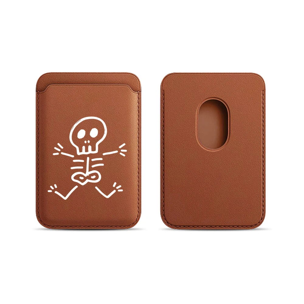 Leder-Kartenhalter Künstlerischer Totenkopf-Geldbörsen-Cover Telefonkartenhalter für Magnetische Hülle Geeignet für alle iPhones für Magsafe Karten-Handytasche – Detail 19