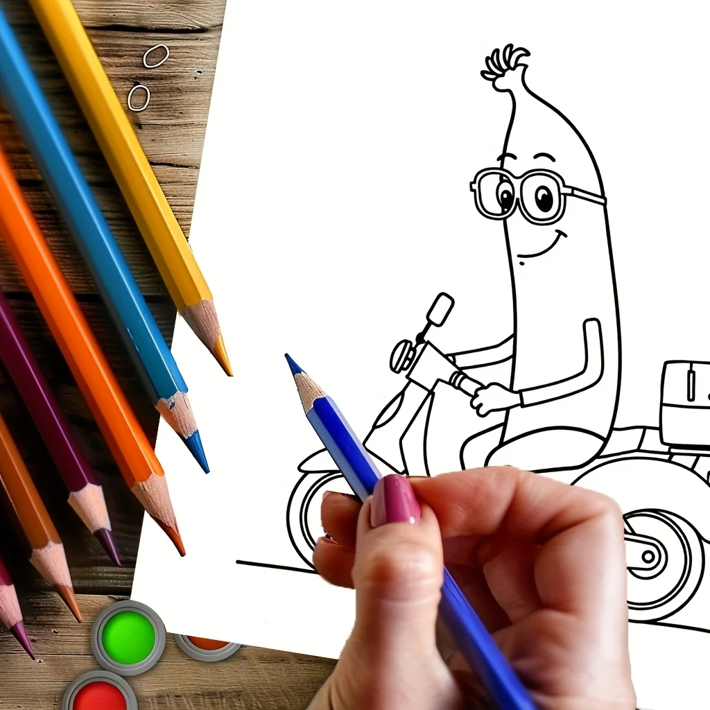 28 صفحة كتاب تلوين الموز المضحك لتقليل التوتر للبالغين |   كتاب تلوين لتخفيف التوتر وتقليل المزاج