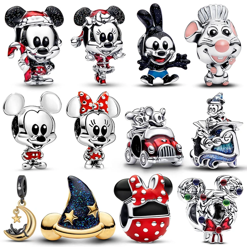 

Disney Brand Mickey and Minnie Charm Beads Fits 3mm Bracelet Bangle Necklace For Women Pendant Luxury DIY Jewelry Making Gifts