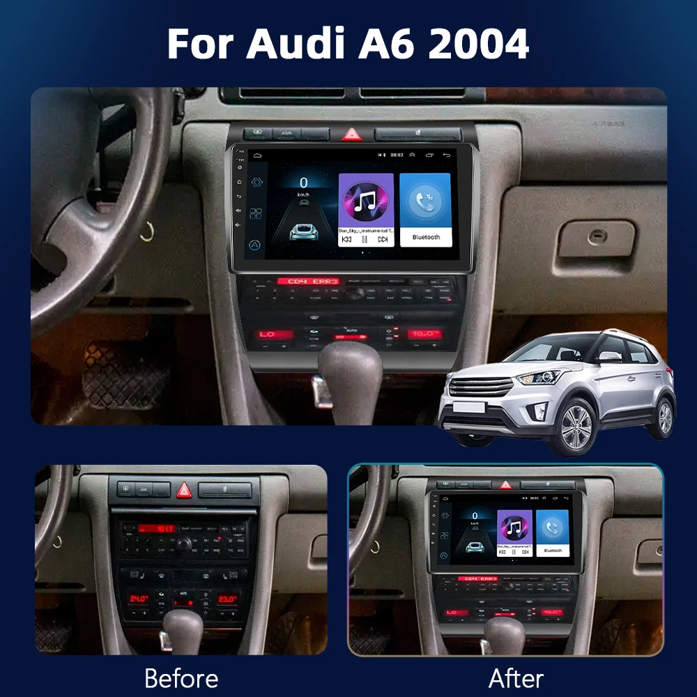 Podofo 4G Wifi CarPlay Android Auto Radio For Audi A6 C5 1997-2004 Car Multimedia Player 9