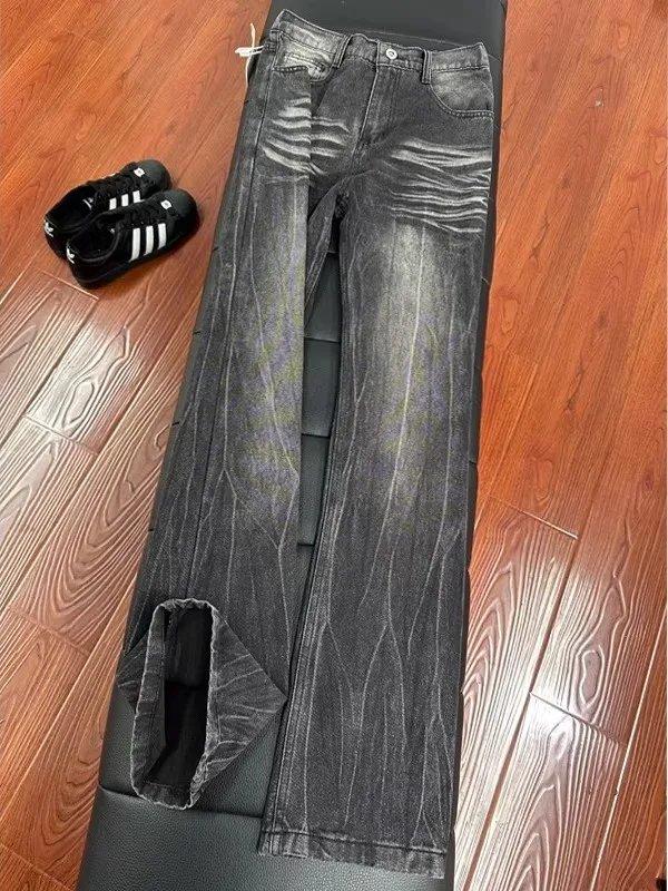 

Bla Lightning Cra Men's Jeans Spring Autumn Slim Straight American High Street Knife Bootcut Pants Casual Loose Straight