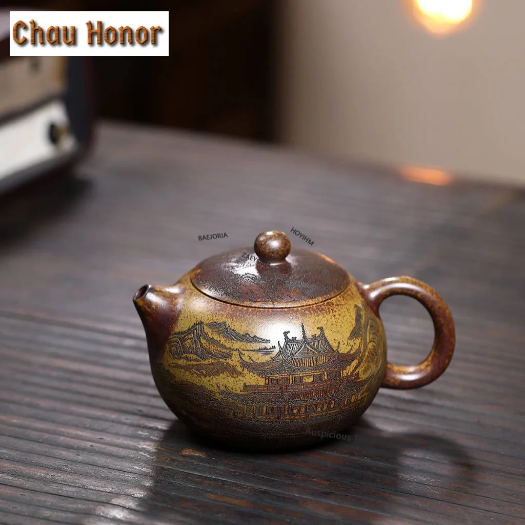 500ml Yixing Purple Clay Lager Capacity Teapots Handmade Phoenix Sing Xishi Pot Raw Ore Mud Kettle Chinese Zisha Tea Set Gifts