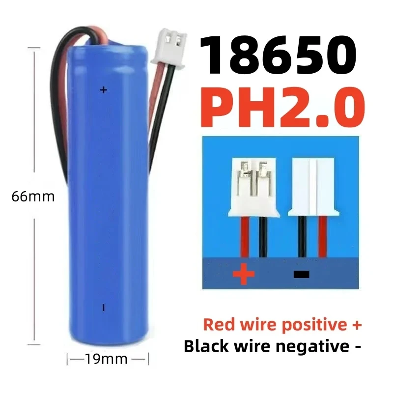 18650 Wiederaufladbare Batterie 1s1p 3,7V 3000mAh LED Angellampe Lautsprecher Bluetooth Notfallbatterie DIY Anschlusskabel PH2.0