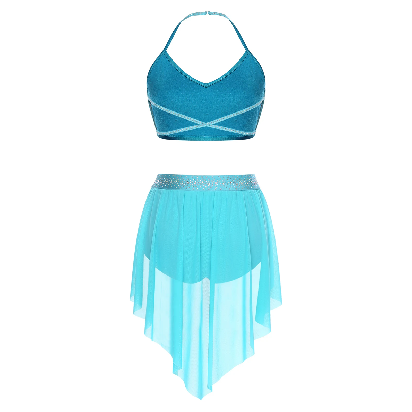 Mulheres lírico ballet latino dança de salão roupa sem costas camisola superior cintura alta shorts saias trajes desempenho ballet