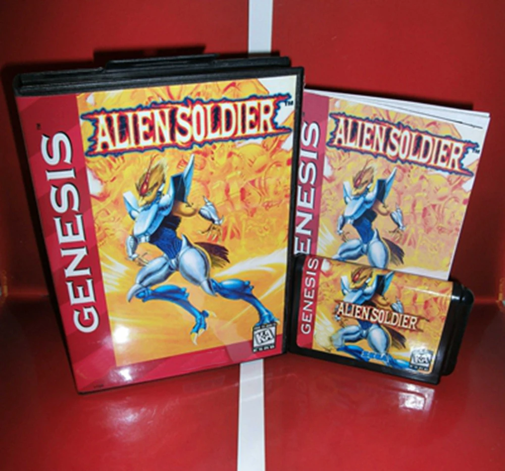 Alien Soldier with Box and Manual Cartridge for 16 bit Sega MD game card Megadrive Genesis system