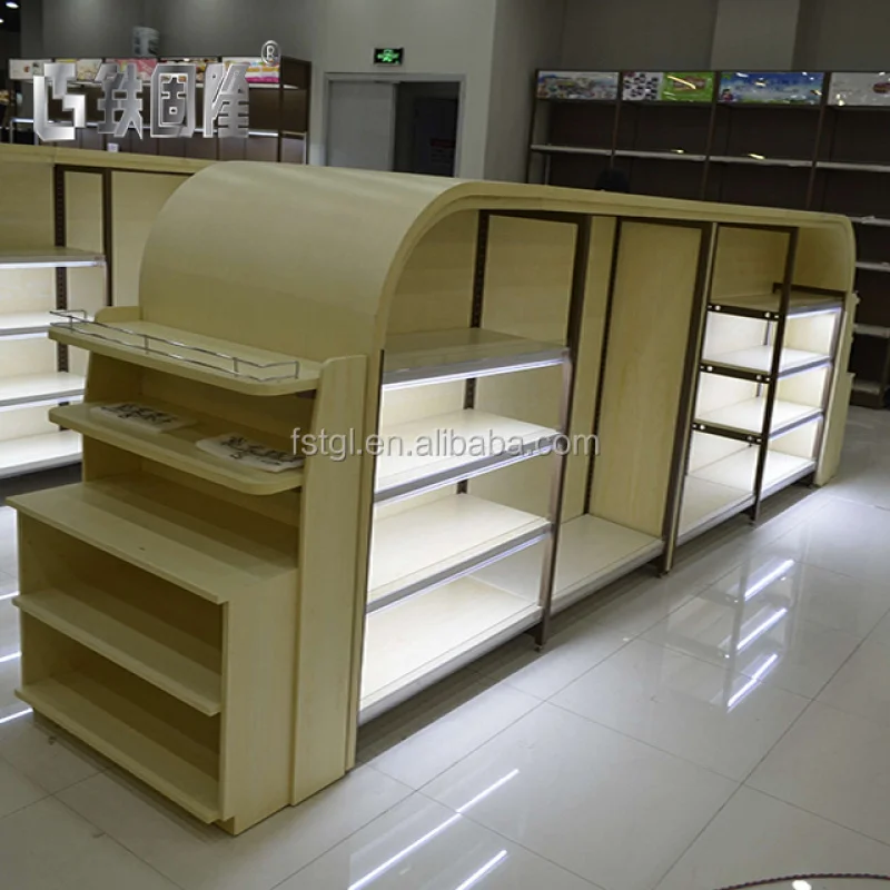 [Customized]Organic Display Rack Steel Wood Structure Supermarket Shelves High Quality Natural Hardware Store Display Stand CN;G