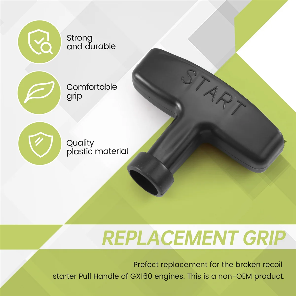 Activity Replacement Recoil Starter Pull Handle Grip Black for Motor