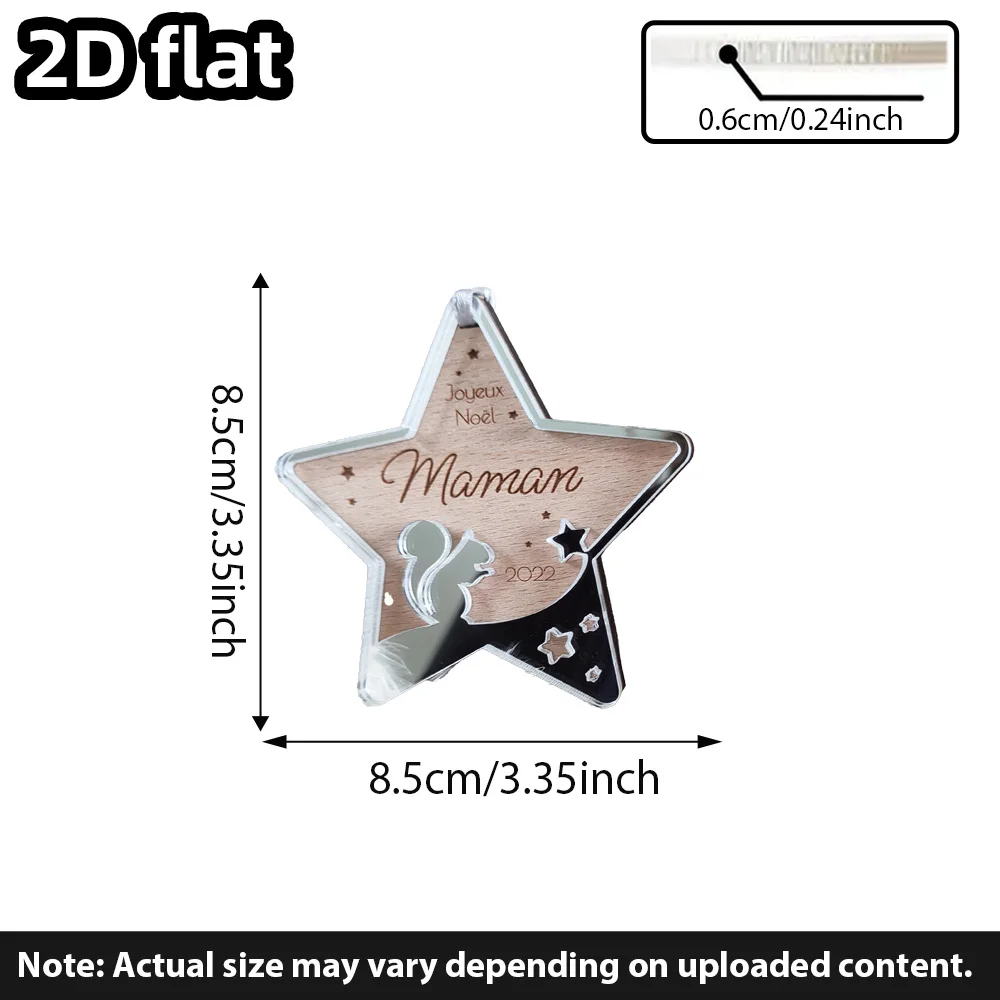 Adorno navideño personalizado, diseño de estrella de ardilla, primera bola navideña para bebé, decoración de regalo navideña personalizada, 1 ud.