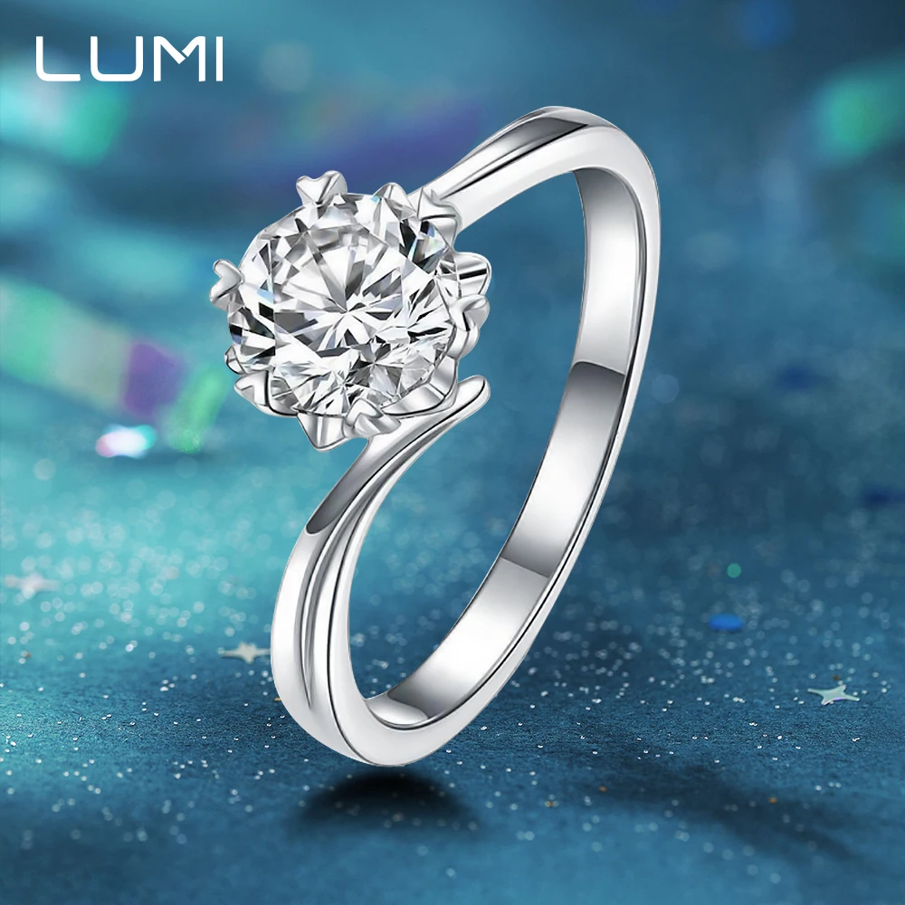 

0.5-1CT D Color Moissanite Rings for Women , Snowflake Design Wedding Promise Band S925 Sterling Silver Jewelry GRA Certified