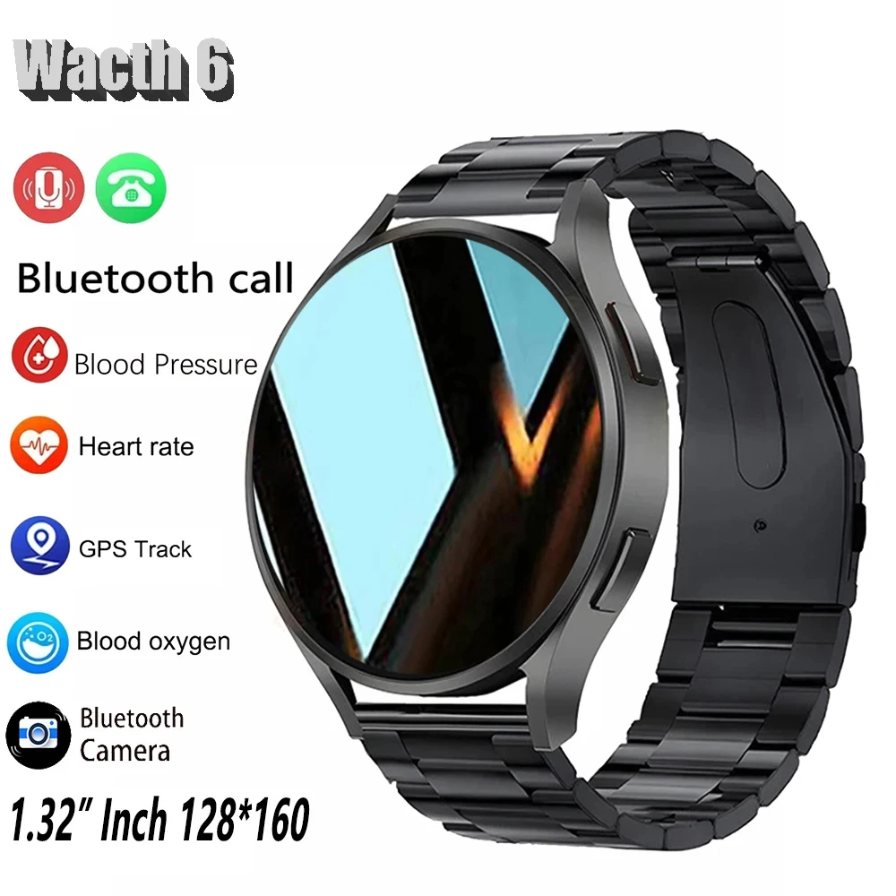 LAXASFIT Watch 6 Smart Watch 1.32 inch 128*160 Bluetooth Call Health Monitoring Alarm Clock Fashion Watch Men Women Holiday Gift