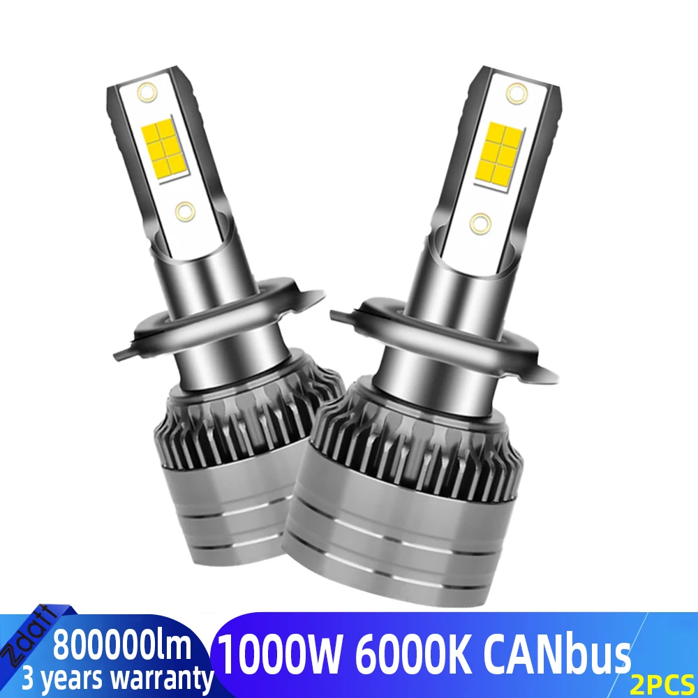 

6000K 1000W H4 H7 LED Canbus 800000LM CSP Автомобильная фара H1 H11 Светодиодная лампа 9005 9006 HB3 HB4 9012 HIR2 Автоматическая противотуманная фара 12V h7led