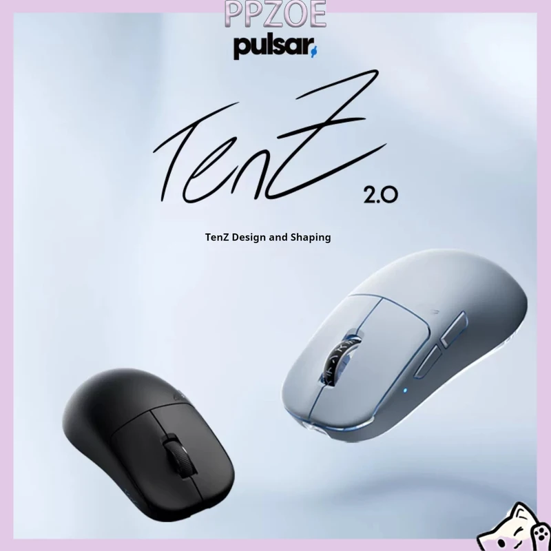 Pulsar TenZ 2.0 Wireless Gaming Mouse,XS-2 Sensor,8K Polling Rate,2.4G Wireless,Ergonomic,43g/48g Lightweight Gaming Mouse