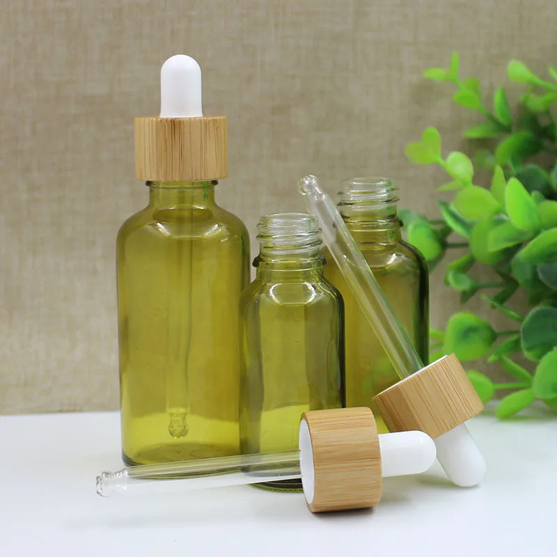 5-100ml Olive Green Dropper Bottle Empty Liquid Essential Oil Sub-bottling Glass Aromatherapy Pipette Refillable Bottle