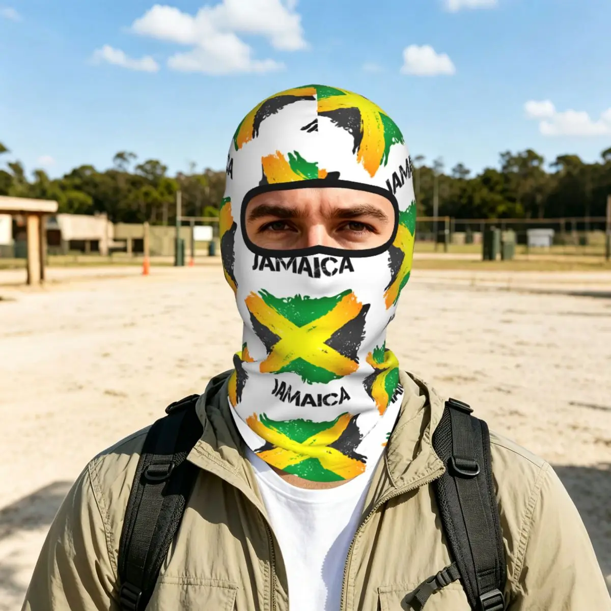 Balaclava mit Jamaika-Flagge, Vollgesichtsmaske, atmungsaktiv, für Motorrad, Winter, warm, vollständig bedeckende Mützen, winddichte, staubdichte Fahrradmützen
