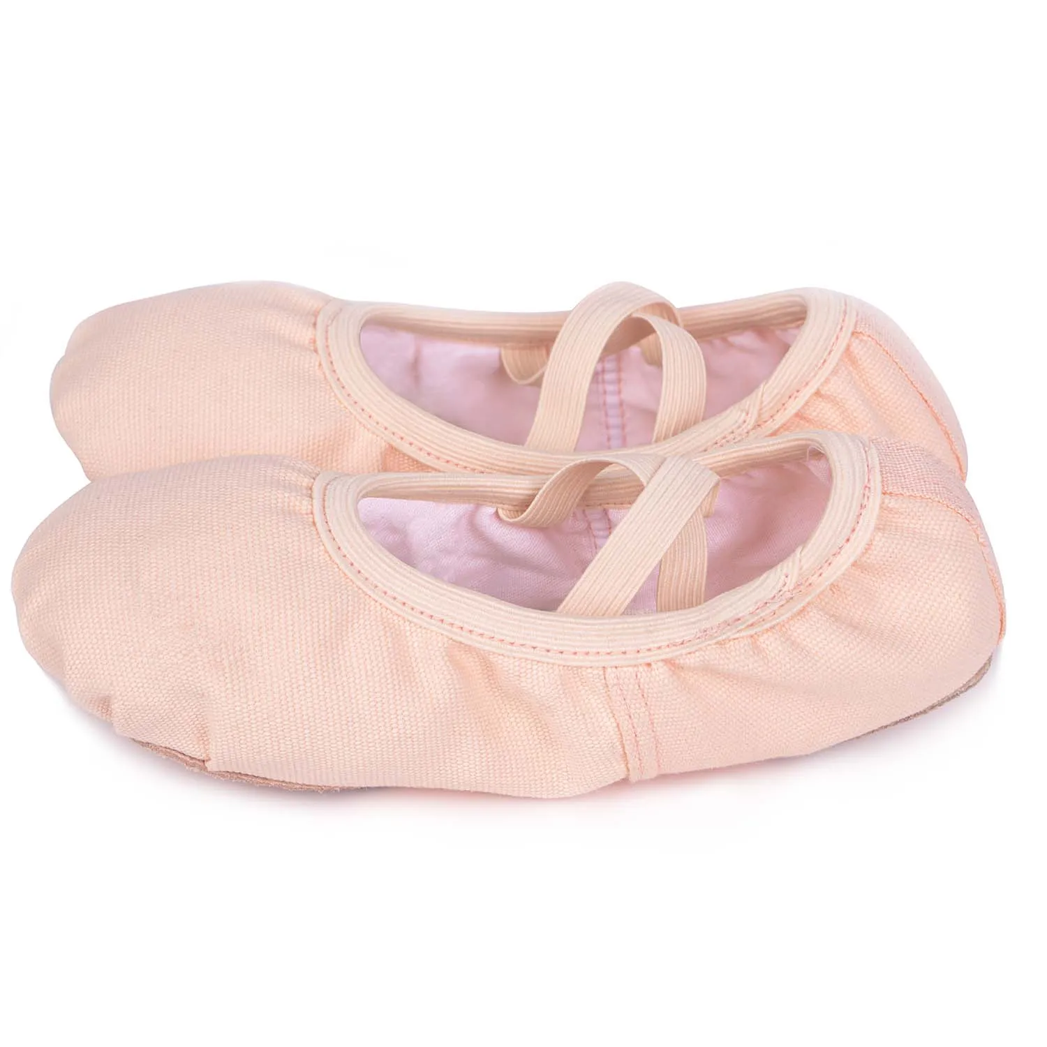 Girls Ballet Shoes Canvas Split-Sole  Lightweight Ventilate Flats Shoes Crossed Instep Elastics Gymnastics shoes