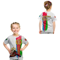 Tessvel-Camiseta de manga corta con nombre personalizado para niños, ropa informal con estampado 3D, ropa de calle, talla B