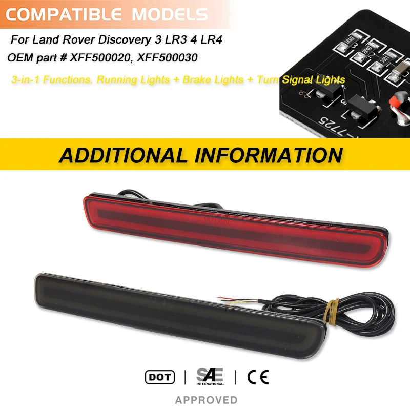 For Land Rover Discovery 3 LR3 4 LR4 Range Rover Sport Rear Bumper Reflector Light Rear Brake Light Tail Light Turn Signal 05-09