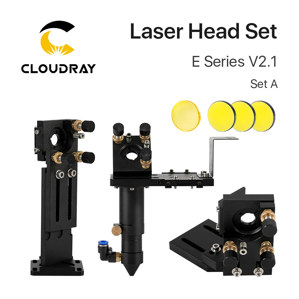 Cloudray E Series: Zestaw głowicy laserowej CO2 + 1 szt. soczewka ogniskująca + 3 szt. lustra odblaskowe do części maszyn do cięcia grawerki