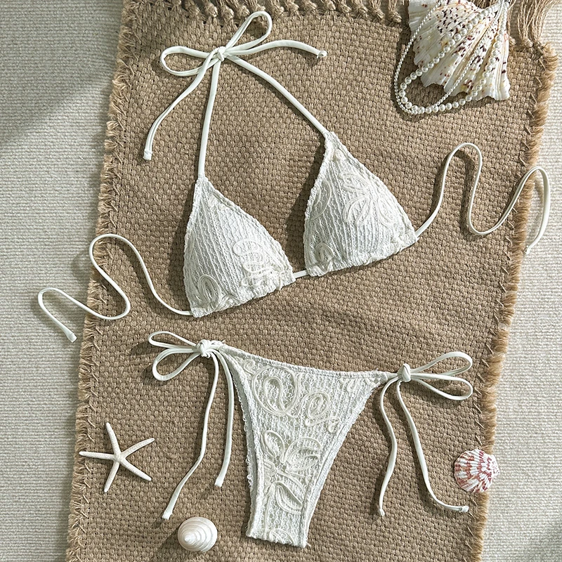 

Sexy Bikini 2026 Women Geometric Pattern Mesh Bikinis Set Split Bathing Suit Beachwear Swimsuit Push Up Swimwear