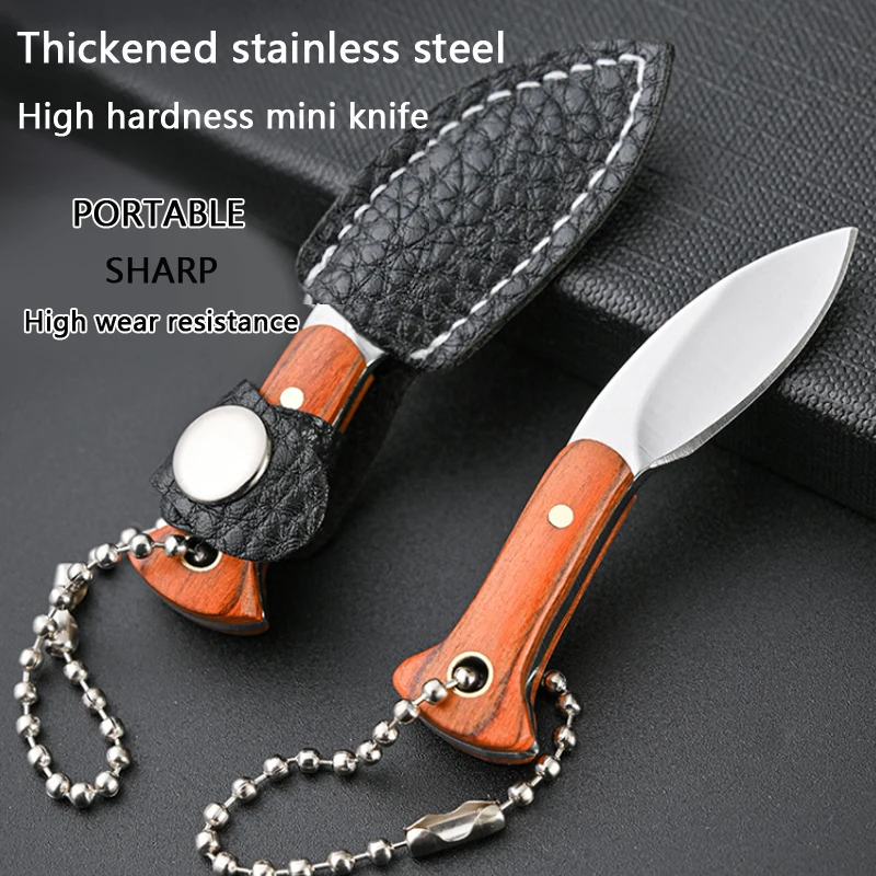 Mini cuchillo de cocina portátil multifunción para exteriores, herramientas de supervivencia EDC, llavero de autodefensa de acero inoxidable,