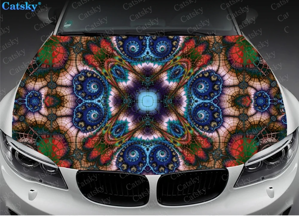 Ethnic Style Printstyle,Mandala,Car Floor Mats,Car hood wrap lion decal, bonnet vinyl sticker,  CUSTOM made to Fit Any Car