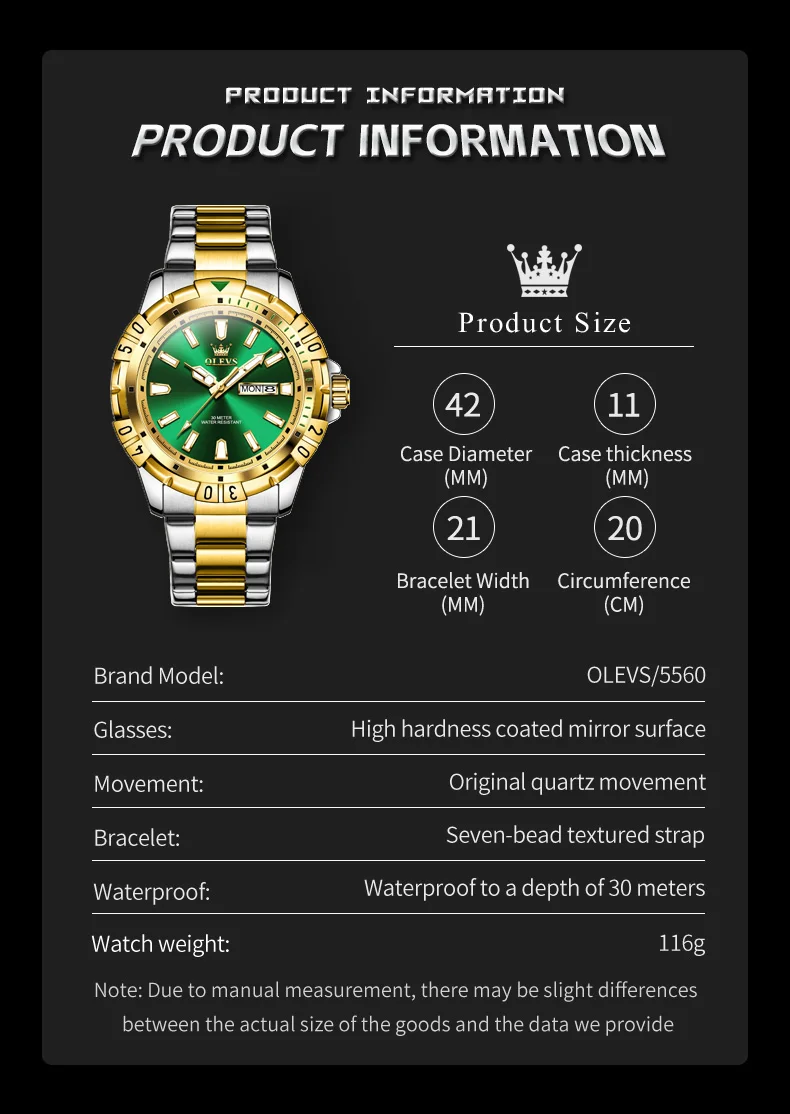 OLEVS New Diving Series Men\'s Wristwatch Stainless Steel Waterpoof Calendar Original Luxury Diamond Scale Quartz Watch for Men