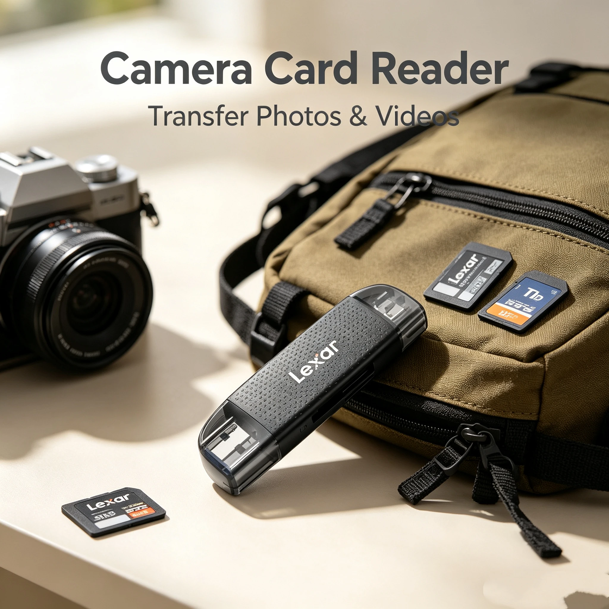Portable Lexar Card Reader USB3.2 Type C Dual Slot Support SD TF Memory Card Adapter for Phone Computer Camera Photo Data Readin