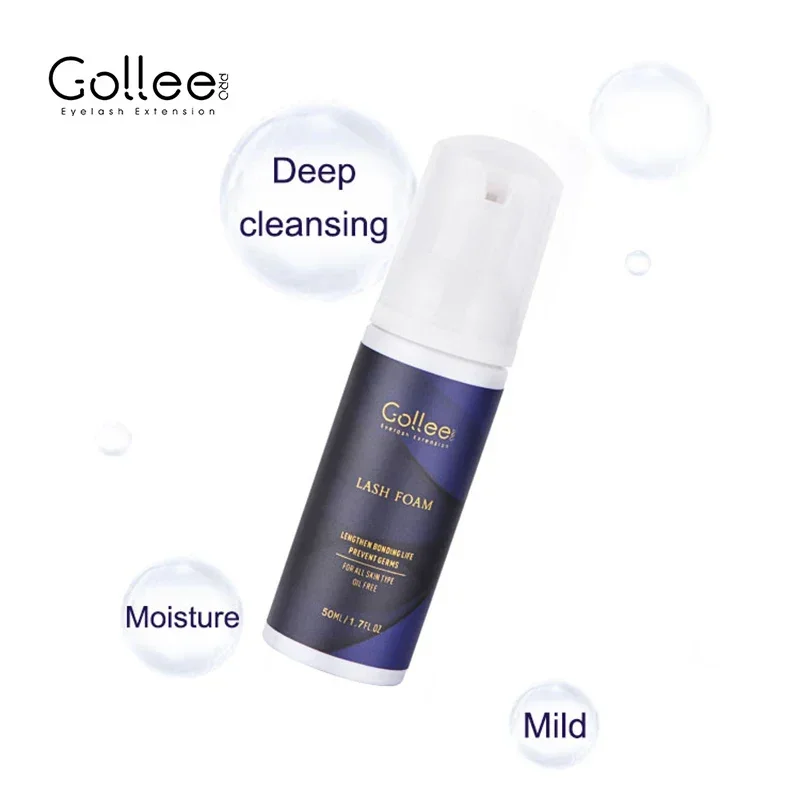 Gollee Clean Eyelash Glue Lash Foam Kit Eyelash Cleaning Foam 50ml/100ml Brush Shampoo Eyelash Extension Cleaning Gentle Makeup