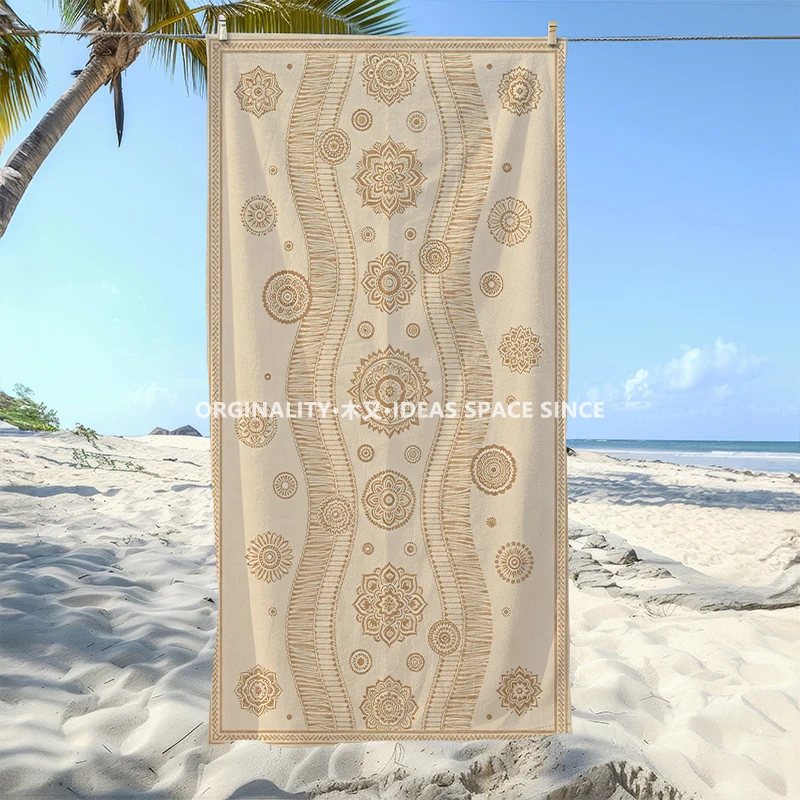 Bohemian Mandala Tassel Beach Towel Patterned Sunscreen And Windproof Suitable For Swimming Pool Camping Travel