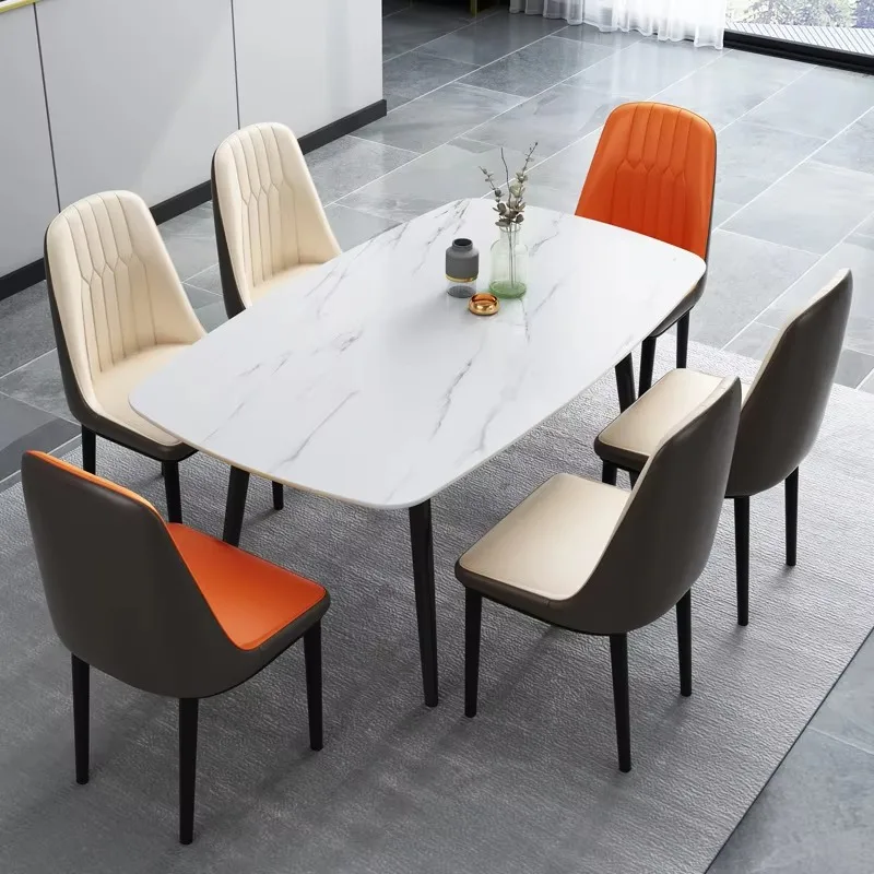 Modern Luxury Dinning Room Furniture Kitchen Table Marble Sintered Stone Dining Table And Chair Set Modern Dinner Table